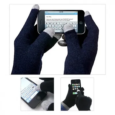 1 Pair Magic Stretch Gloves Smartphone Texting Touch Screen Navy One Size USA • $5.99