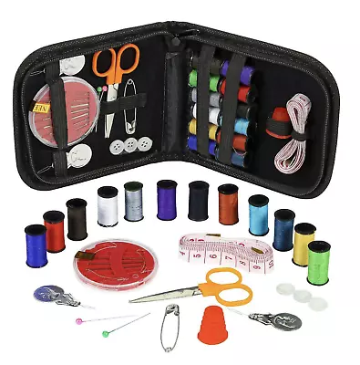 🔥Portable Sewing Kit Thread Scissor Tape Pin Thimble Needle Home Travel DIY Set • £3.75