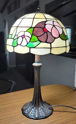 Vintage Tiffany Style Stained Glass Table Lamp • $10