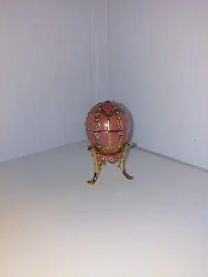 Pink Faberge Egg  Trinket Box Bejewled With Pendant Replica 2  • $31.99