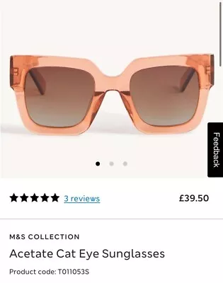 BNWT Ladies M&S Acetate Cat Eye Sunglasses **FREE P&P** • £15