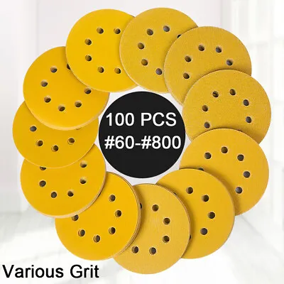 60-800 Grit 5 Inch Sanding Discs Hook Loop 8-Hole Orbital Sander Paper Sandpaper • $14.69