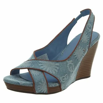 UGG Australia Hazel Blue Denim Wedge Sandals Womens 10 (EU 41) NEW $150 SO CUTE! • $23.96