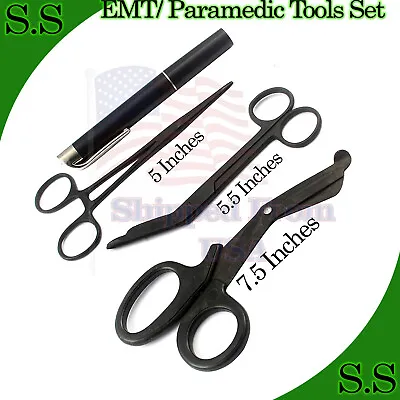 Black EMT/ Paramedic Tools Medical Bandage Scissors Shears Penlight Hemostat • $9.90