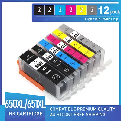 $17.90 • Buy 12x Ink Cartridge PGI650 CLI651 XL For Canon Pixma MG7560 MG6360 MG7160 Printer