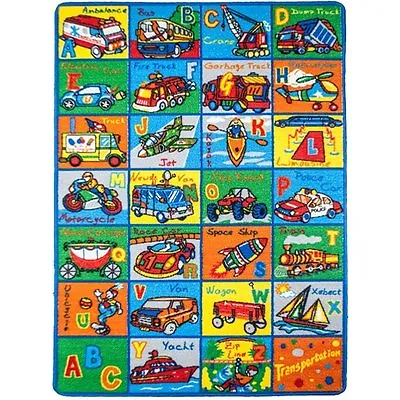 Kids Rug ABC Transportation Children Area Rug - Non Skid Gel Backing • $119.99