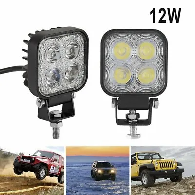 2x 12W LED Work Lights Bar 12V/24V Car Truck Off Road ATV Boat  Spot Lamps IP67 • £12.21