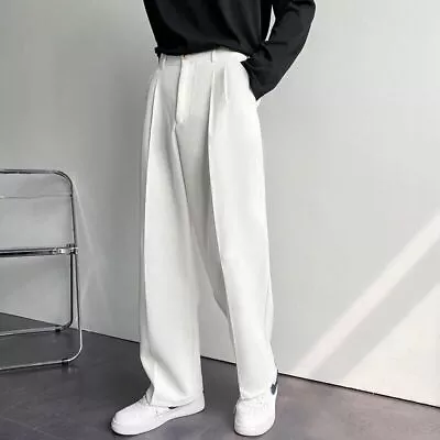 New White Men's Wide Leg Suit Pants Casual 2023 New Fashion Business • $44.50