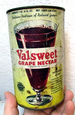 Vintage Unusual Valsweet Grape Nectar Empty Tin Great Collectible Kitchen Decor • $19.99