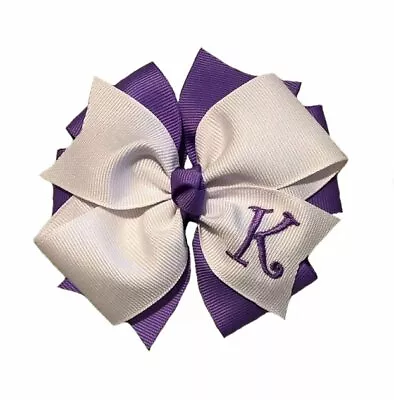 Lavender Monogram Hair Bow • $7