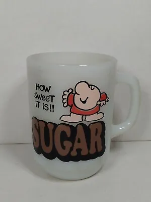 $12.88 • Buy Vtg 1979 ZIGGY How Sweet It Is SUGAR Coffee Mug Cup Milk Glass Anchor Hocking
