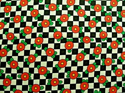 Mary Engelbreit Red Egg Floral Black White Check Cotton Fabric Fq • $8.98