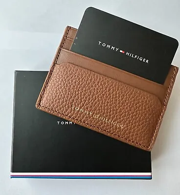 £15.99 • Buy Tommy Hilfiger Premium Leather Credit Card Holder Case Wallet Brown Great Gift