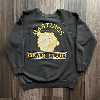 Vintage 70s Velva Sheen Crewneck Sweater Men’s Large Hastings Bear Club Black • $24.99