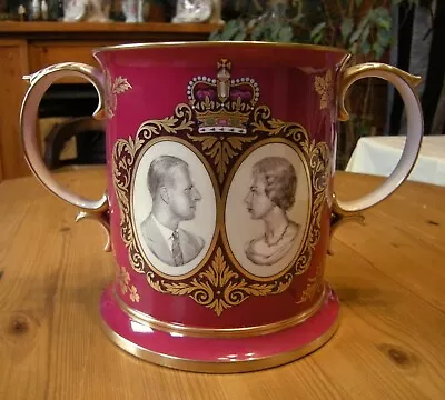 Large Spode Limited Edition 2 Handled Loving Cup Queen Elizabeth Silver Wedding • £44.95