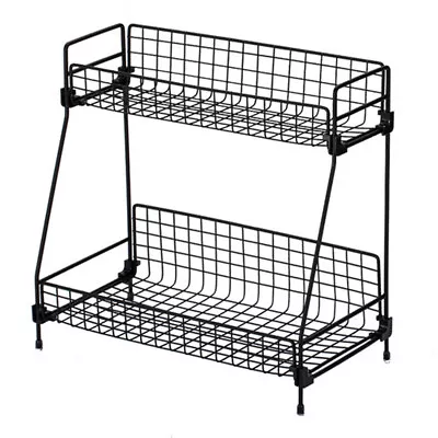 2 Tier Large Spice Rack Herb Jar Basket Holder Kitchen Storage Organiser Shelf • £8.95