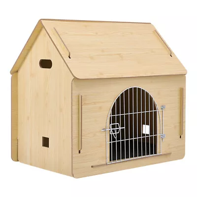 Wooden Dog Kennel Outdoor Indoor With Roof Puppy Pet House Shelter Animal Hut UK • £35.95