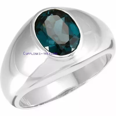 Natural Landon Blue Topaz Gemstone With 925 Sterling Silver Ring For Men's  • $92.15
