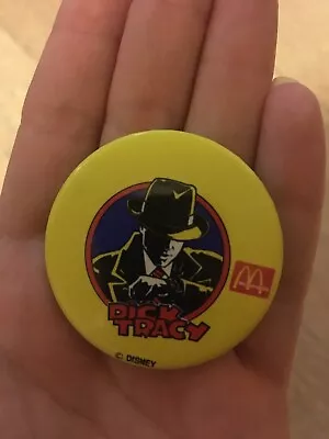 Disney - Dick Tracy  - McDonalds - Button Badge 1990 Pin Vintage Retro • £4.99