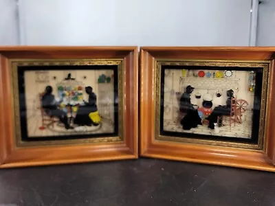 C A Richard Boston Mass Pair 6.5 ×7.5  Black Shadow Box Silhouettes Wood Frame • $35