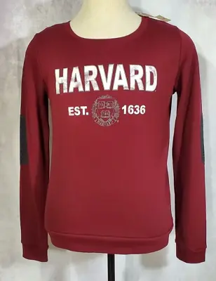 HARVARD UNIVERSITY Long Sleeve Hacking Shirt Elbow Patches LARGE Maroon NWT • $30