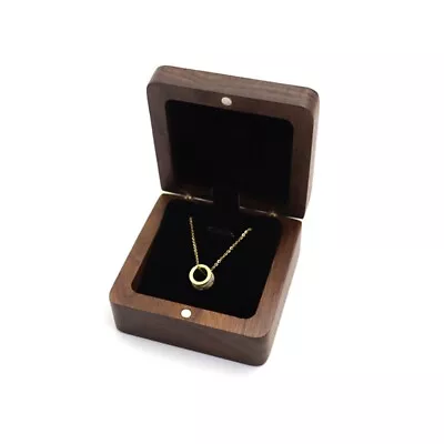 Walnut Wooden Jewelry Box Necklace Pendant Storage Flannel Packaging Holder Gift • $8.99