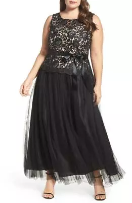 Marina Illusion Lace & Mesh Gown Dress    Sz 10  $220  *444   • $95