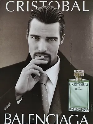 BALENCIAGA Vintage Print Ad !!   CRISTOBAL Perfume For Men   • £7.23