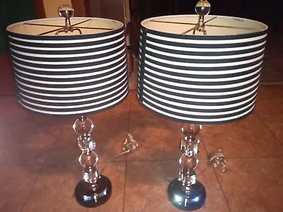 Art Deco Glass Ball & Cube Stacked With Marble Base Pair Black White Shades • $45