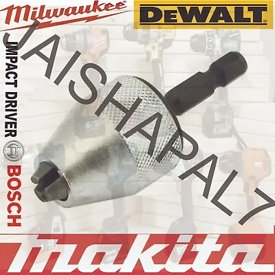 For Makita-Dewalt IMPACT DRIVER 1/4  Keyless Drill Bit Chuck Adapter GREAT KIT ! • £6.99