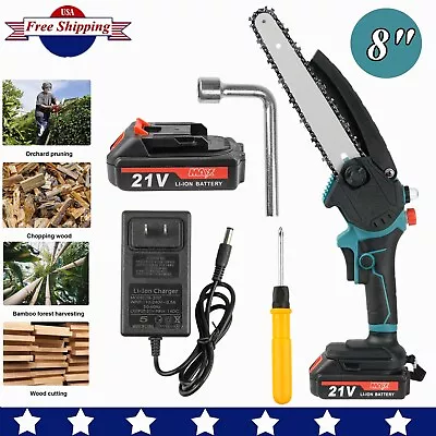 Mini Cordless Chainsaw 8  Electric Handheld Chain Saw Battery Power Wood Cutters • $48.74