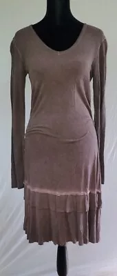 Vocal Womens Size Medium Dress Maroon Long Sleeve Layered Hemline Casual B23 • $19.20