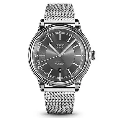 Aviator Silver Mesh Grey Dial Men's Automatic Swiss Made Watch - V33202405 • $1599