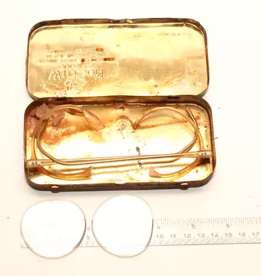 Antique Rectangular Metal Case Wilson Driving Safety Goggles Case Wings Lenses • $19.99