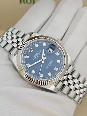 Rolex Datejust Watch Blue Diamond Dial Full Set 2023 Ref 126334 41mm • £11991