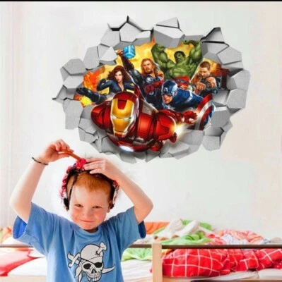 £5.99 • Buy 3d Marvel's Avengers Movie Through Wall Stickers For Kids Room Wall 45*60cm