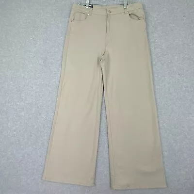 H&M Divided Jeans Womens 16 Beige Wide Leg High Waist Stretch Denim NEW • $23.88