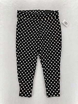 Torrid Cropped Leggings Women's 0 Black Polka Dot Stretch Fabric Pull On NWT • $19.99