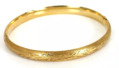 Vintage Beautiful 14k Yellow Gold Hinged Bangle Bracelet Nice Details 7 Grams ! • $445