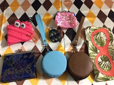 Lot Of 7 Change Coin Purses Vintage To Now Beaded Zip Macarons Small To Med. • $19.99