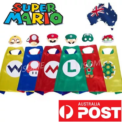 AU Super Mario Luigi Yoshi Bowser Cape Mask For Boys Girls Party Costume Cosplay • $8.88