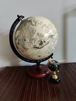 World Globe On Stand  About 12  Tall And 8  Wide Plus 4 Inch Miniature Globe • $16.95