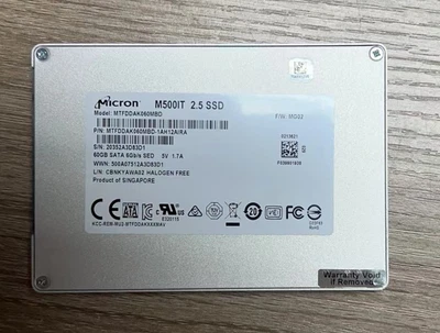 £22.66 • Buy Micron M500IT 60GB 2.5 Sata 6.0GB/S MTFDDAK060MBD Replace MTFDDAK256MBD SSD