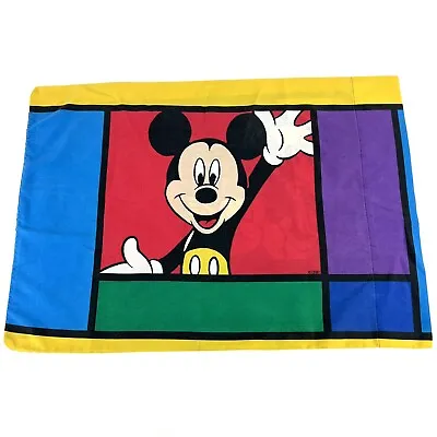 Vintage Disney Mickey Mouse Goofy Standard Double Sided Pillow Case Made In USA • $10.46