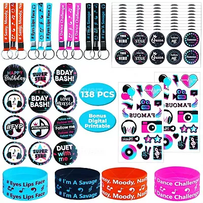 88 Pcs Music Party Favors For Kids Set Of 12 Dance Challenge Party Wristbands  • $15.99