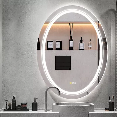 Oval LED Bathroom Mirror Antifog Wall Vanity Illuminated Mirror Dimmable Touch • $89.93