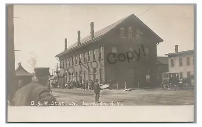 RPPC O&W Railroad Train Station NORWICH NY New York Vintage Real Photo Postcard • $39.99