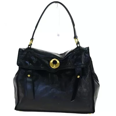 EEUC Yves YSL Rive Gauche Black Leather Suede MUSE TWO Handbag Gold HOT! WOW! • $499.99