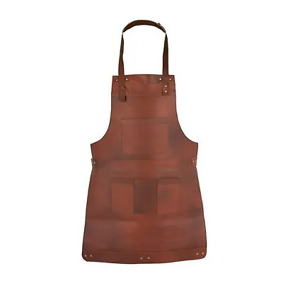 Rustic Leather ApronCook's Apron Work Apron Cognac Braun Vintage Leather • $71.25