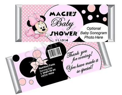 Baby Minnie Mouse Candy Bar Wrappers - Girl Baby Shower - Set/12 • $12.95